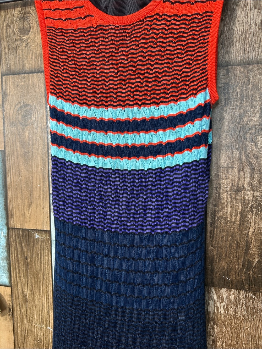 Parker Multicolor Knit Maxi Dress - Red, Light Blue, Navy, Purple. - Picture 4 of 16